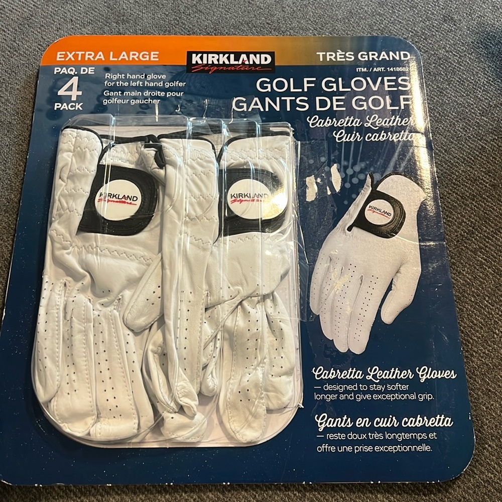 Kirkland Signature Cabretta Leather Golf Gloves 4-pack